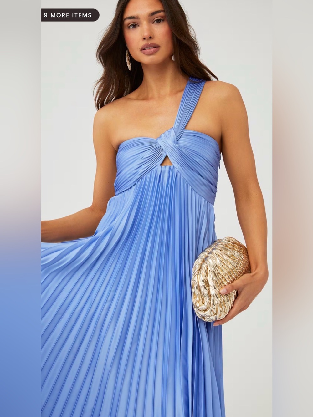 Astr Rasya pleated one shoulder maxi dress